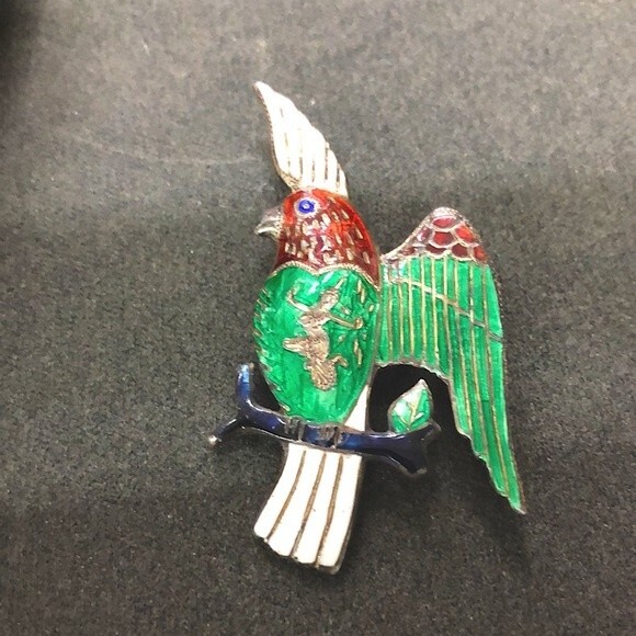 Vintage Siam Silver Cockatoo Pin - Picture 1 of 7